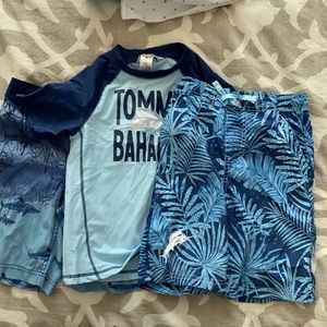 Tommy Bahama Swim trunks and rashguard shirt